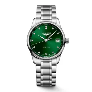LONGINES MASTER COLLECTION WATCH 34MM Green Diamonds Automatic Steel L2.357.4.99.6