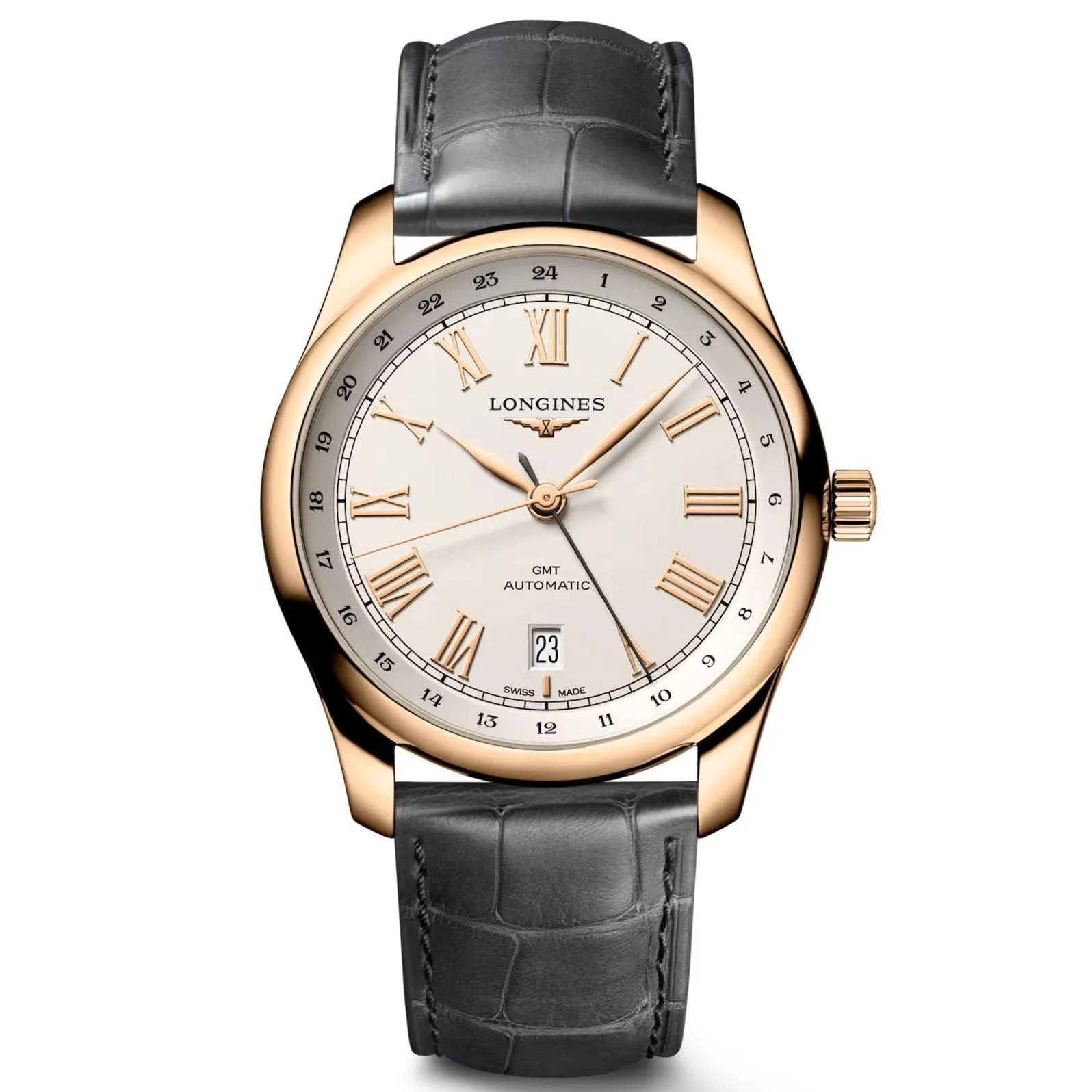 LONGINES MASTER COLLECTION WATCH GMT 40mm Automatic silver Rosa 18kt L2.844.8.71.2
