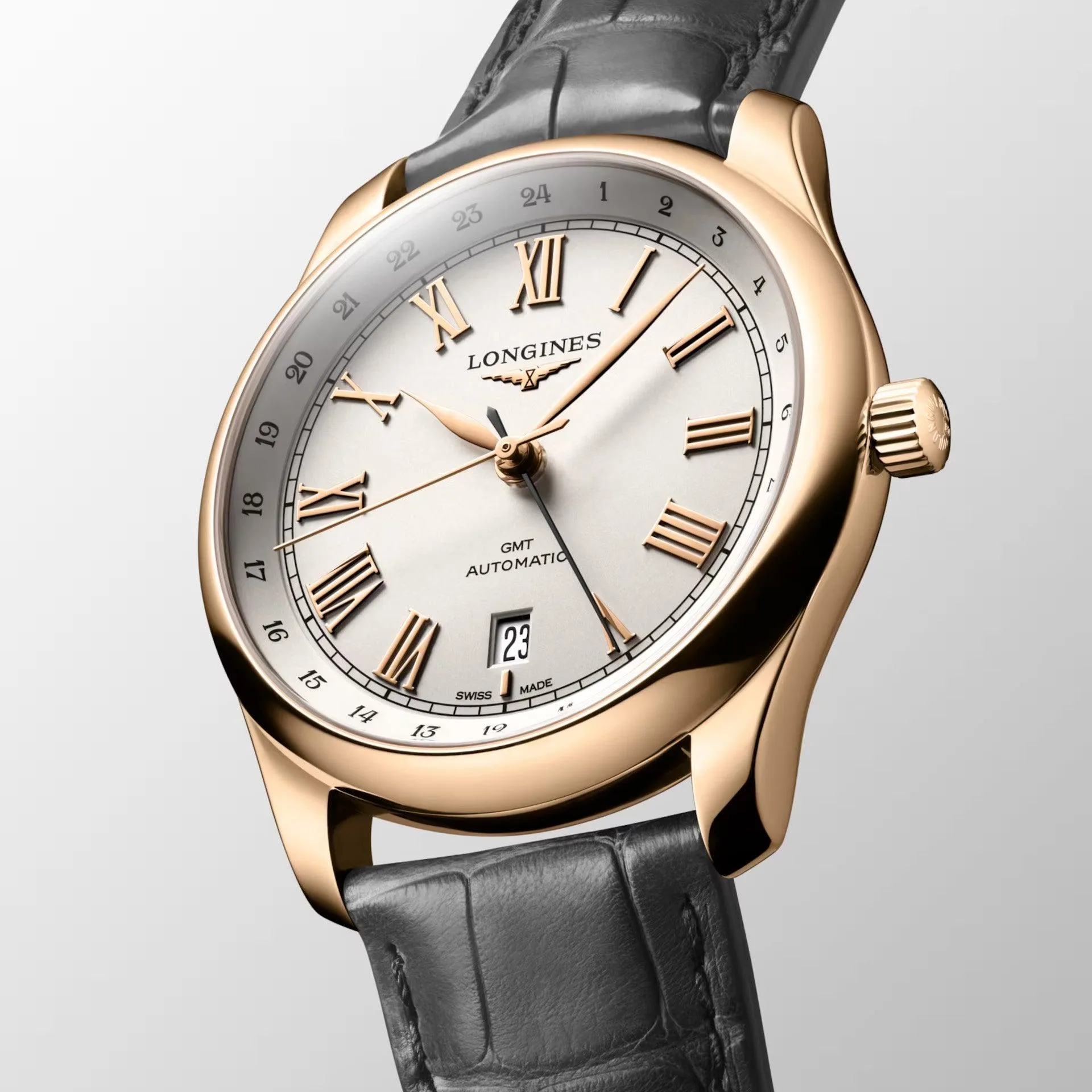 LONGINES MASTER COLLECTION WATCH GMT 40mm Automatic silver Rosa 18kt L2.844.8.71.2