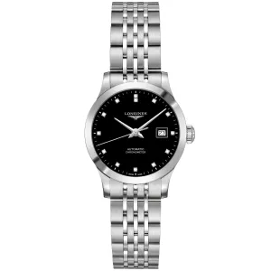 LONGINES RECORD COLLECTION WATCH 30MM BLACK DIAMANTI Automatic CA CA CREE L2.321.4.57.6