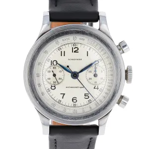 Longines Tre Tacche 4974 Order 21699 - 50 Cal. 13ZN White Complex Dial c. 1942 Steel 37.5 mm
