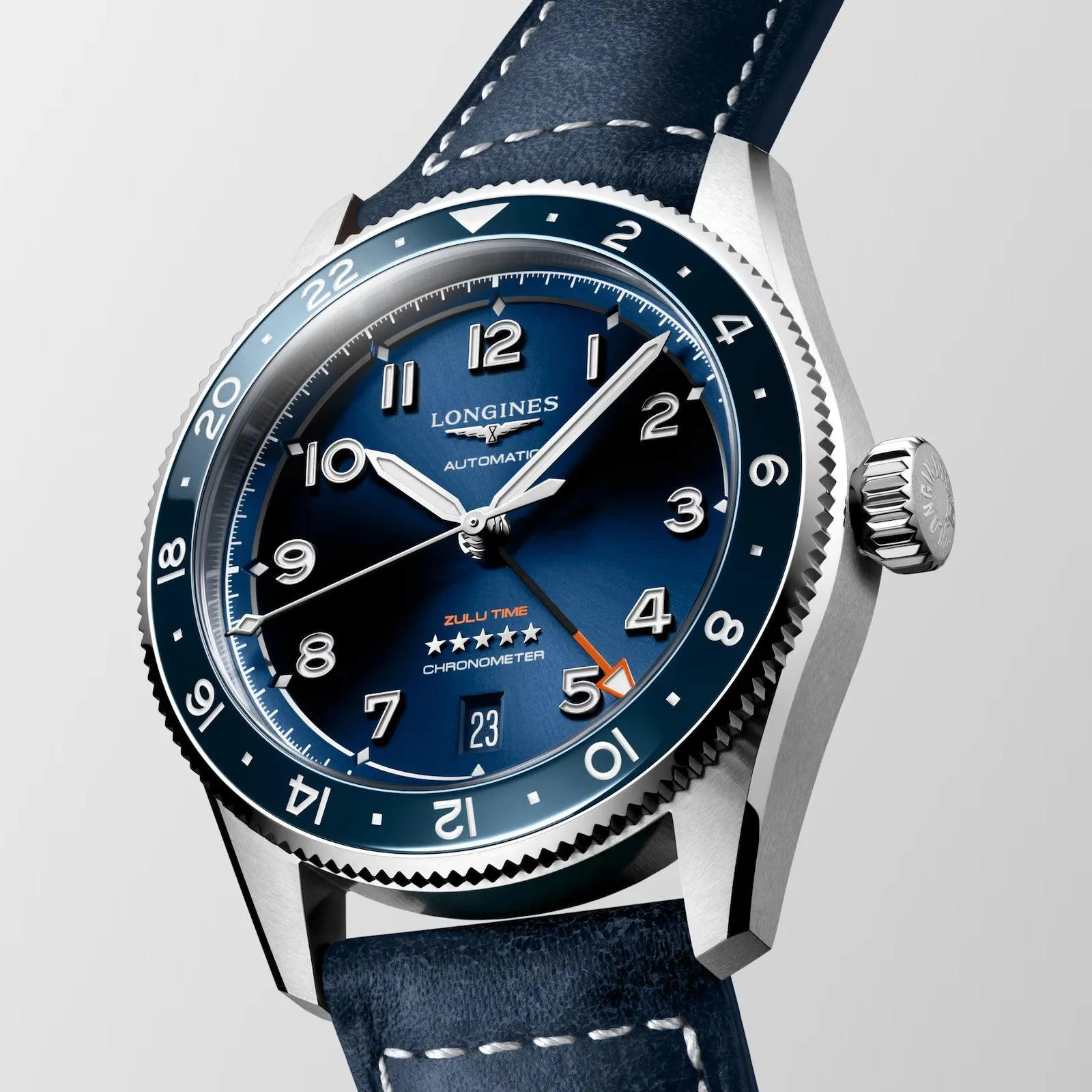 LONGINES Watch Spirit Zulu Time 39mm Automatic Blue Steel L3.802.4.93.2