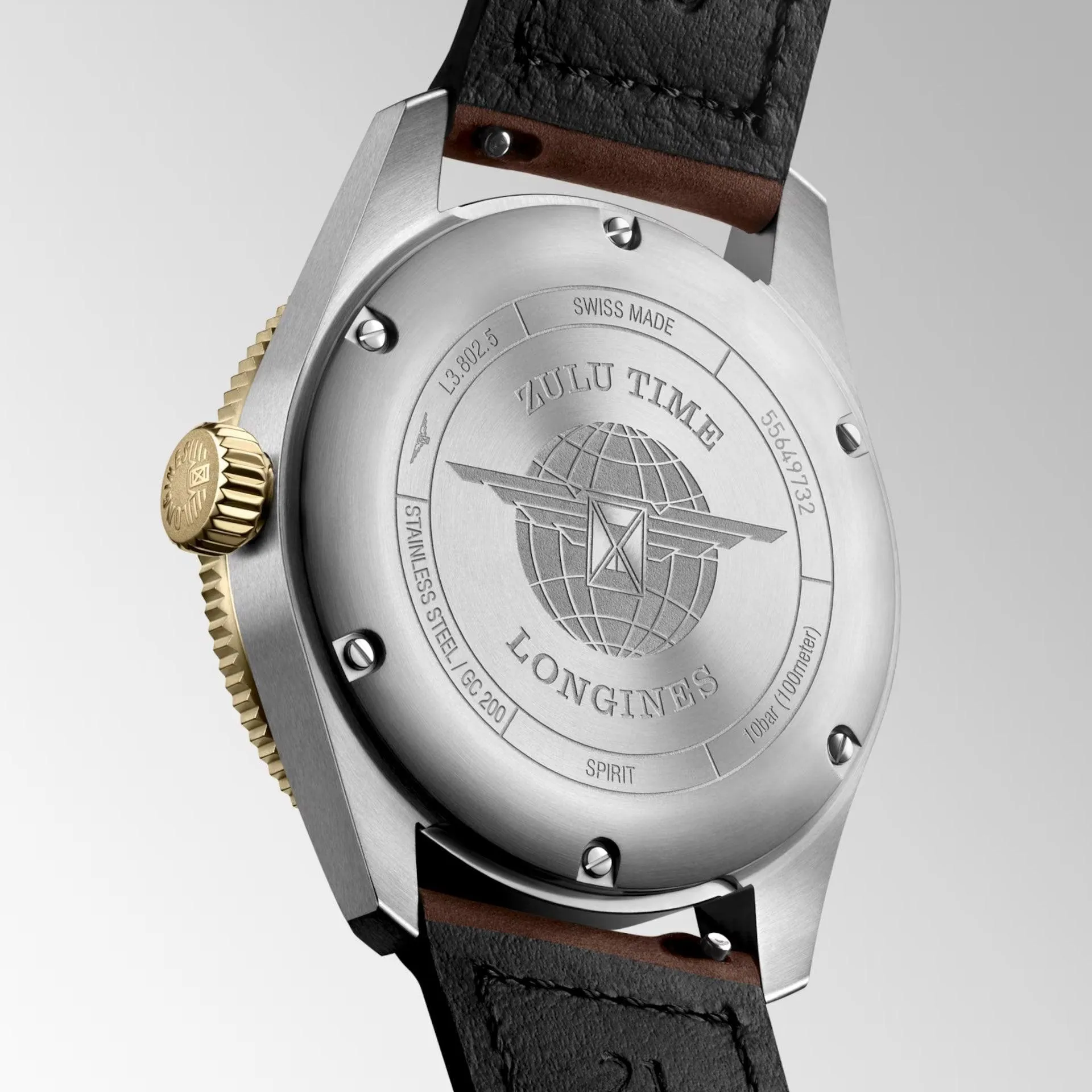 LONGINES Watch Spirit Zulu Time 39mm Black Automatic Steel And Gial Yellow 18kt L3.802.5.53.2