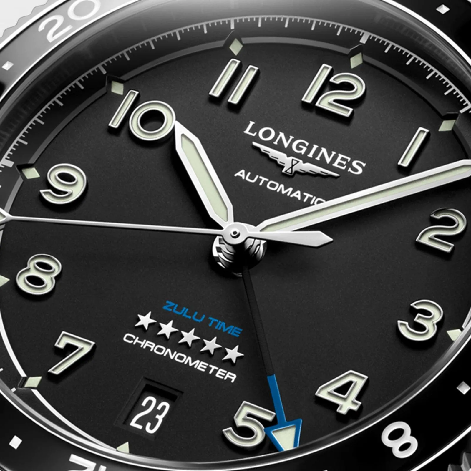LONGINES Watch Spirit Zulu Time 39mm Black Automatic Steel L3.802.4.53.6