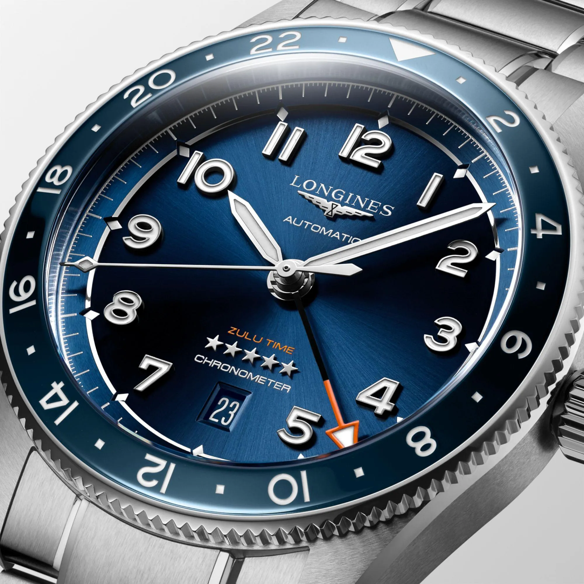 LONGINES Watch Spirit Zulu Time 42mm Automatic Blue Steel L3.812.4.93.6