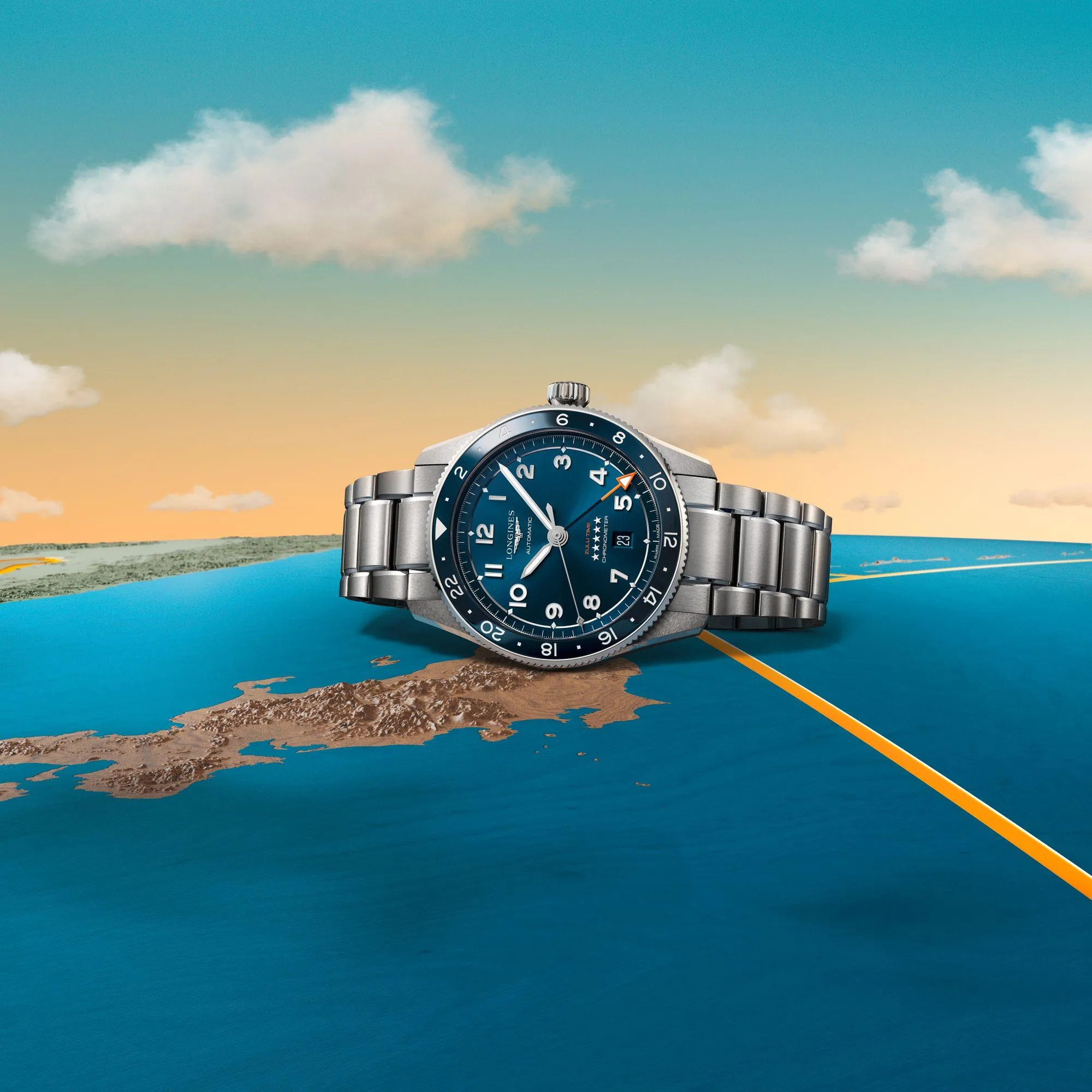 LONGINES Watch Spirit Zulu Time 42mm Automatic Blue Steel L3.812.4.93.6