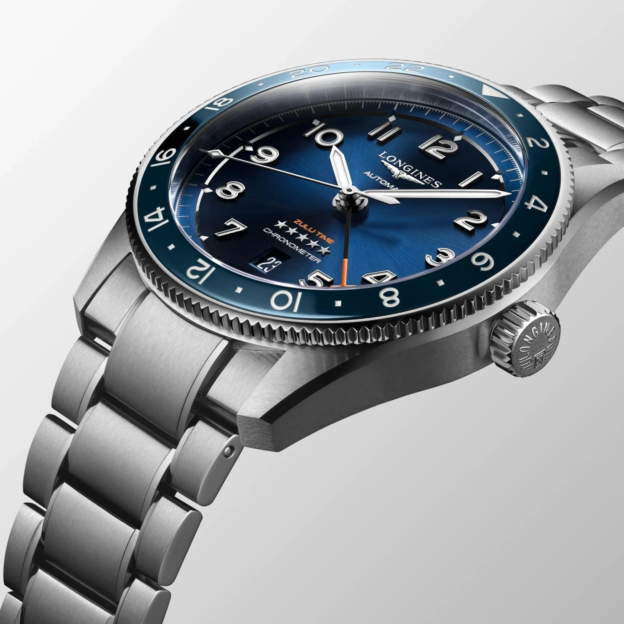 LONGINES Watch Spirit Zulu Time 42mm Automatic Blue Steel L3.812.4.93.6