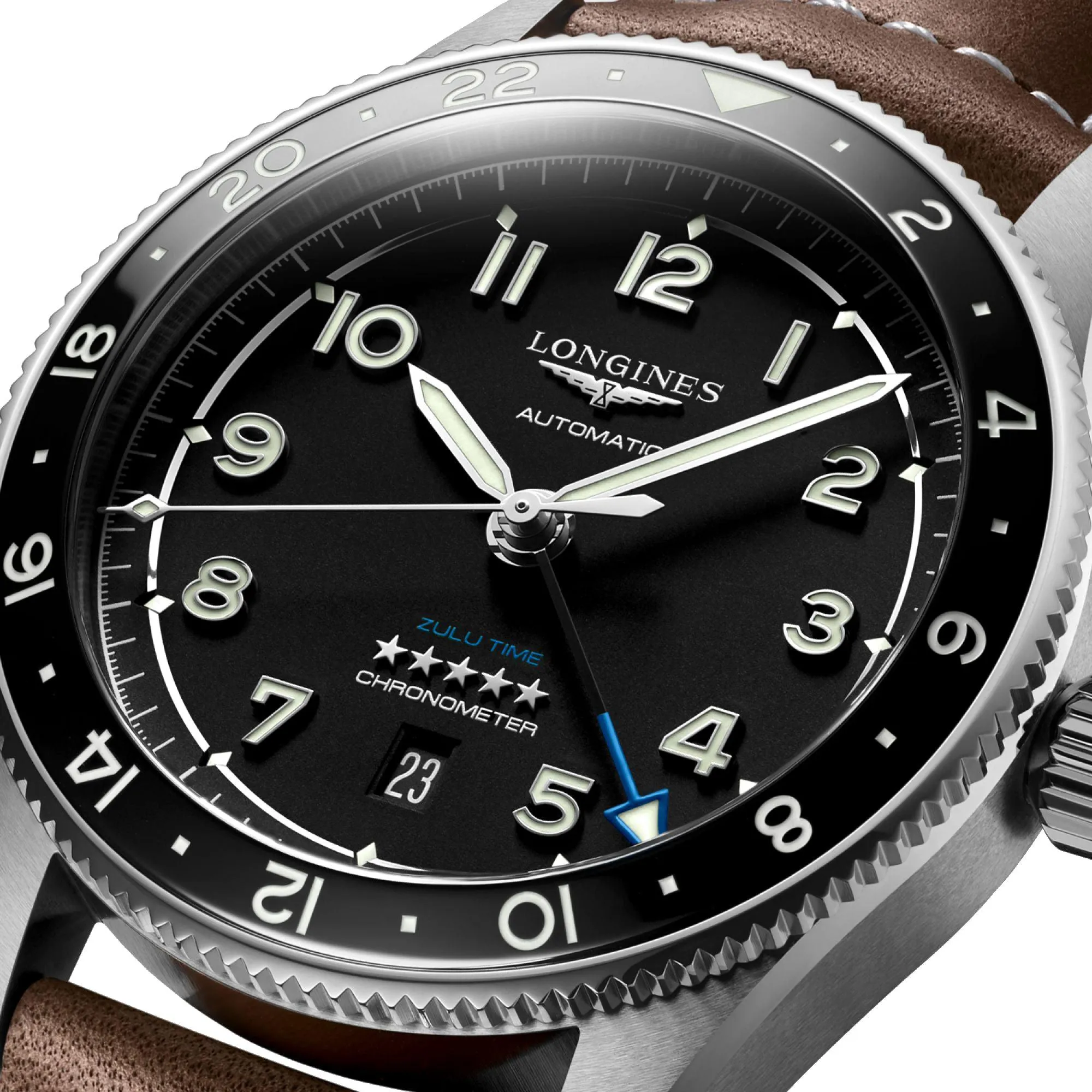LONGINES Watch Spirit Zulu Time 42mm Black Automatic Steel L3.812.4.53.2