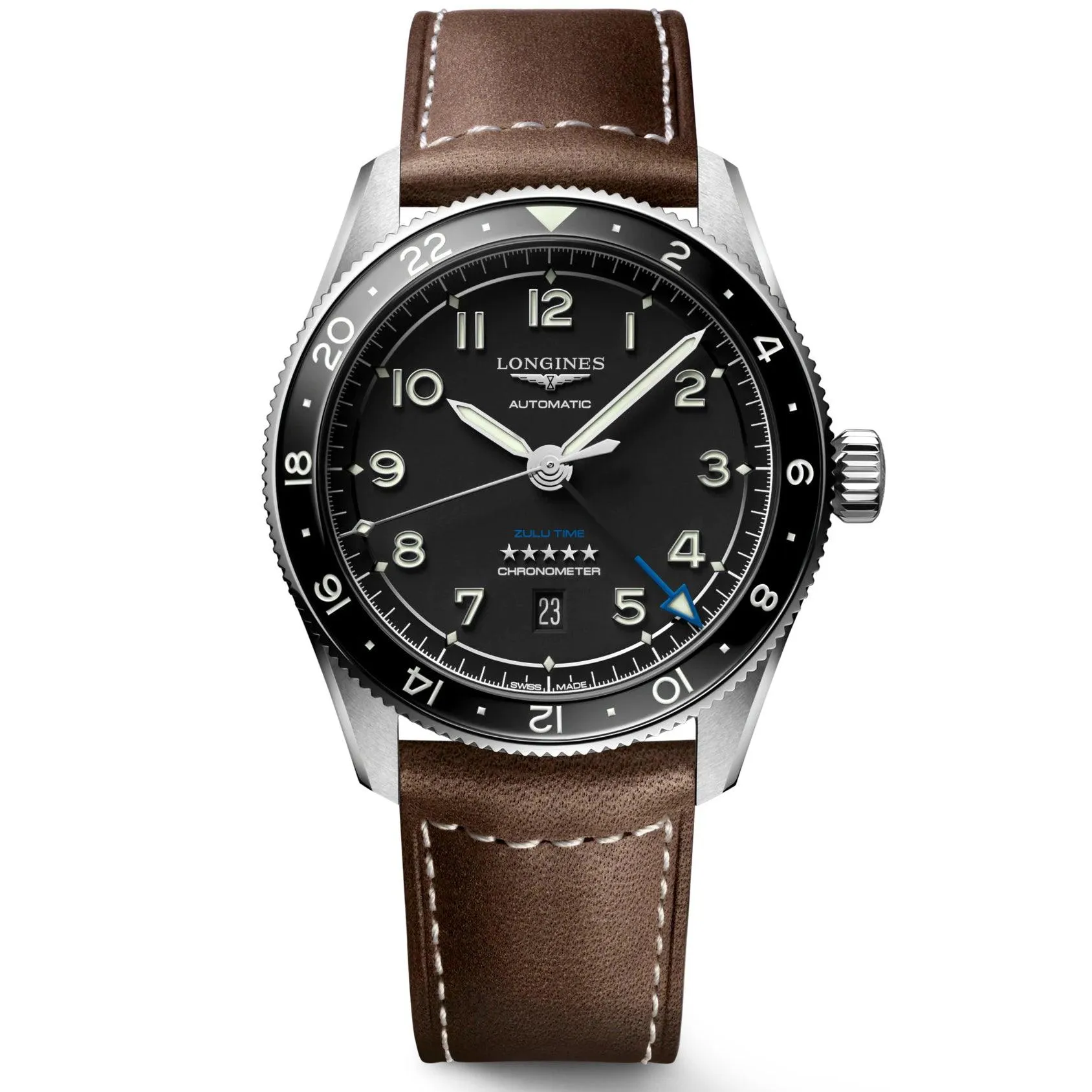 LONGINES Watch Spirit Zulu Time 42mm Black Automatic Steel L3.812.4.53.2