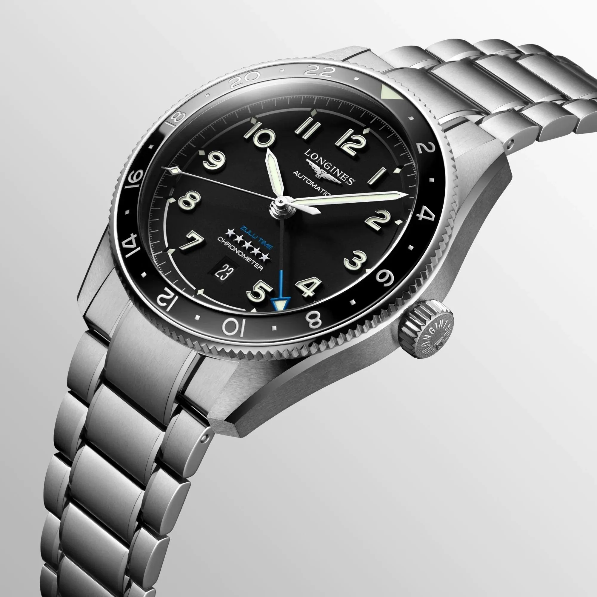 LONGINES Watch Spirit Zulu Time 42mm Black Automatic Steel L3.812.4.53.6