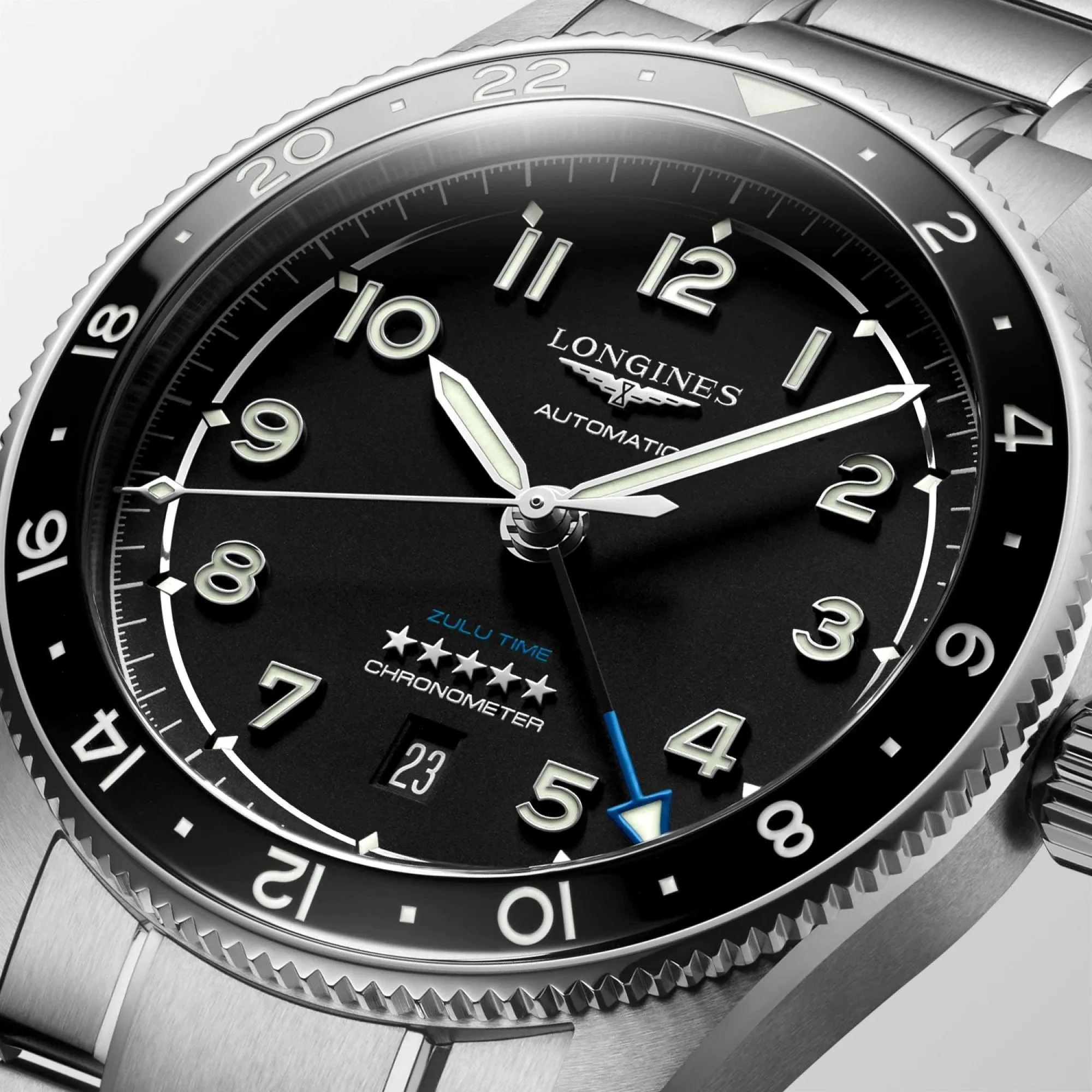 LONGINES Watch Spirit Zulu Time 42mm Black Automatic Steel L3.812.4.53.6