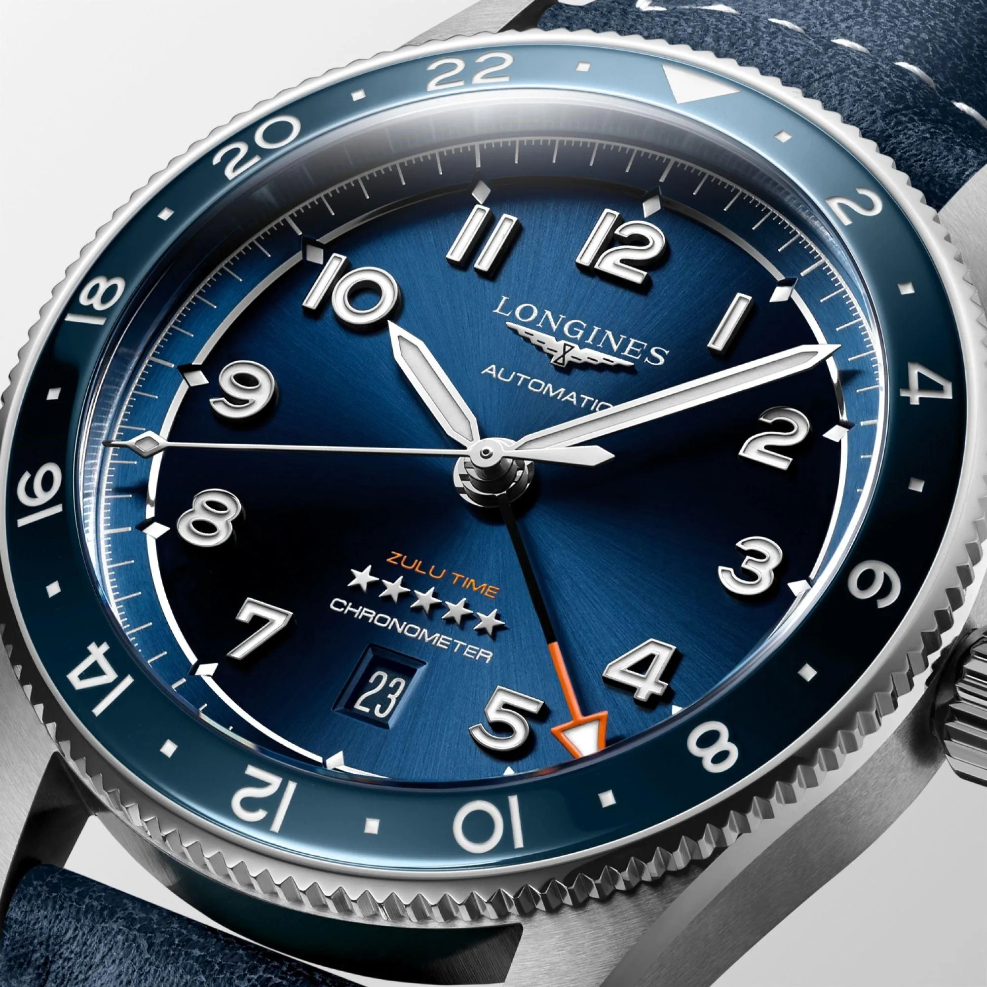 LONGINES Watch Spirit Zulu Time 42mm Blue Automatic Steel L3.812.4.93.2