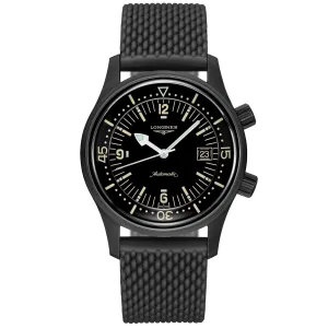 LONGINES WATCH THE LONGLES LEGEND DIV Watch 42mm Black Automatic Steel Finish Pvd Black L3.774.2.50.9