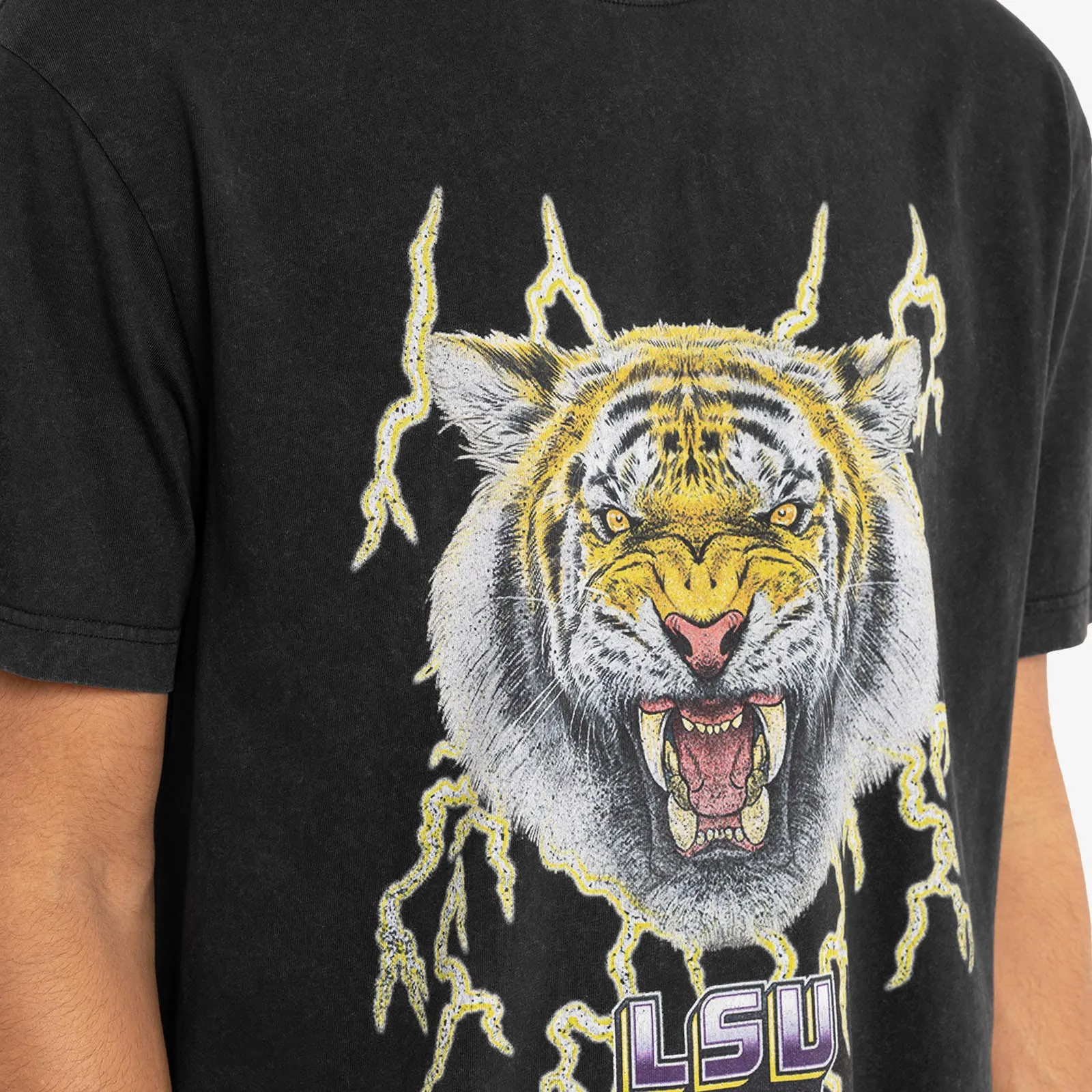 Louisiana State University Tiger Strike Tee - Wash Black