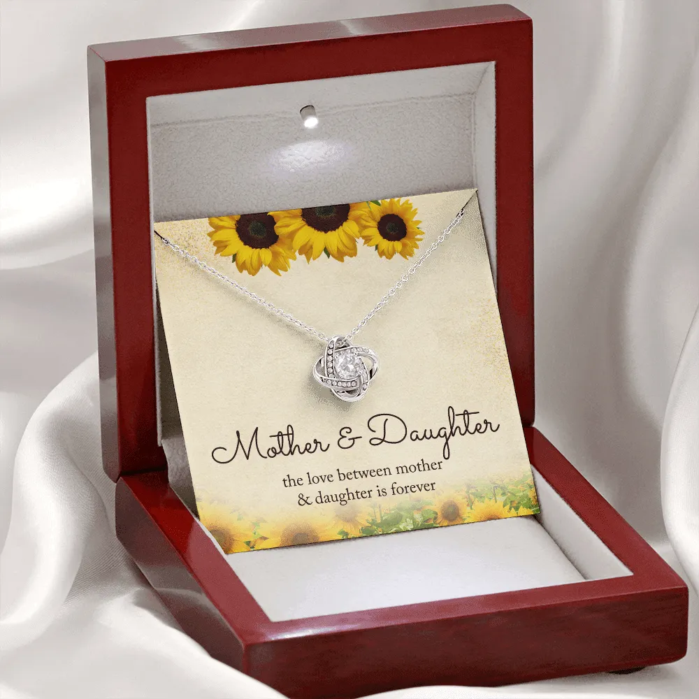 Love Between Mother and Daughter is Forever - Love Knot Necklace With Message Card - Mother Daughter Necklace Mom Necklace, Daughter Gift from Mom, Mothers Day Necklace, Mom and Daughter Necklace