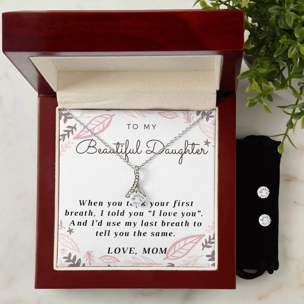 Love Daughter Pendant and Earring Set-I love you!