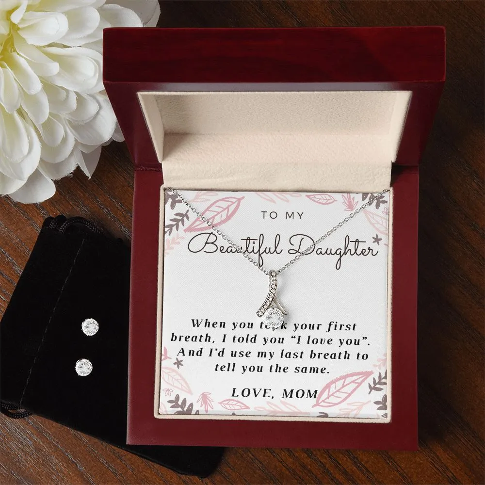 Love Daughter Pendant and Earring Set-I love you!