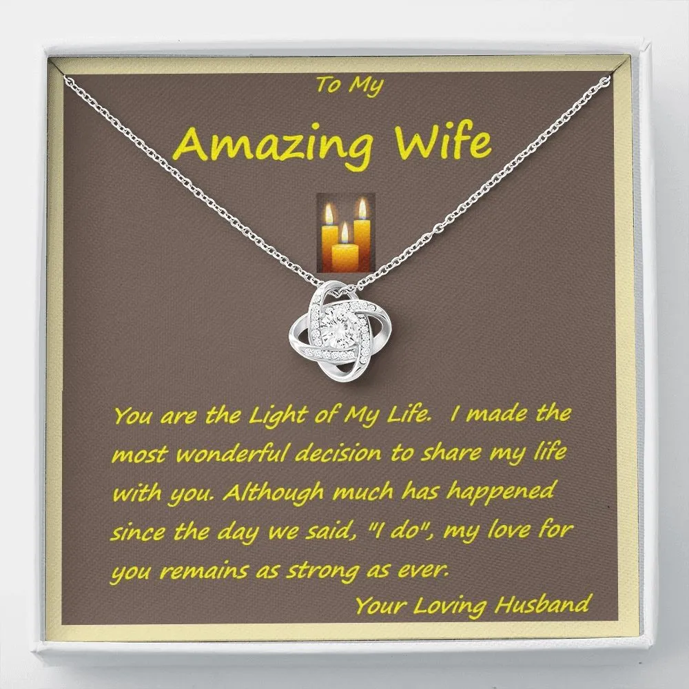 Love Knot Necklace, Custom Message Card