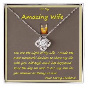 Love Knot Necklace, Custom Message Card