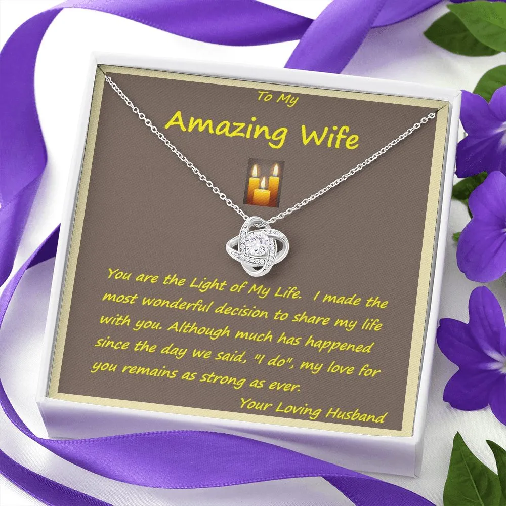 Love Knot Necklace, Custom Message Card