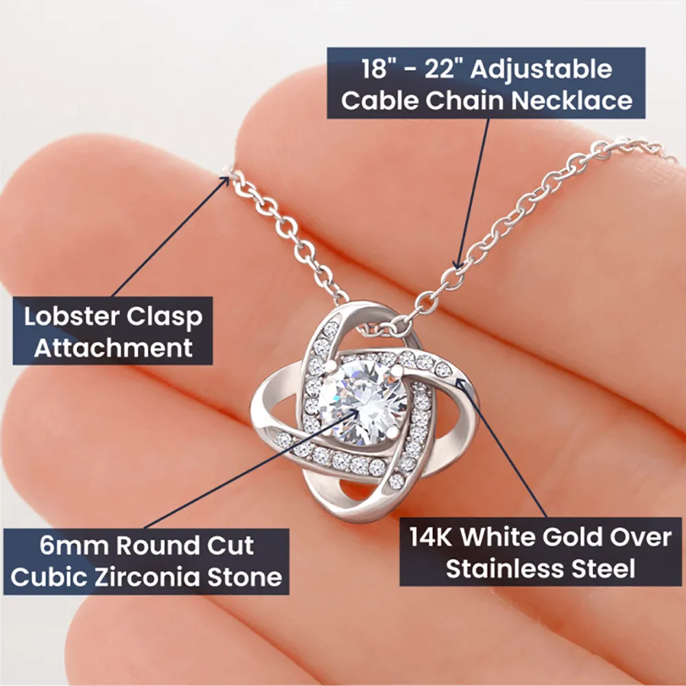 Love Knot Necklace, Custom Message Card