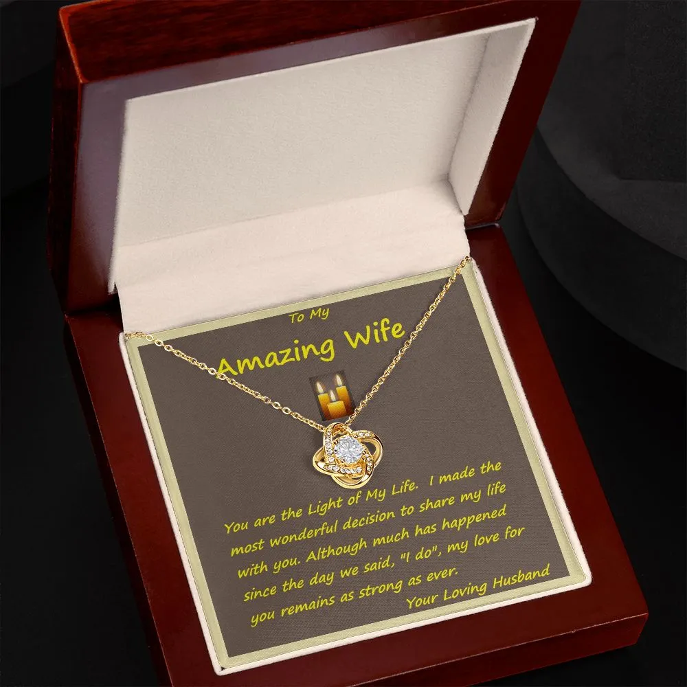 Love Knot Necklace, Custom Message Card