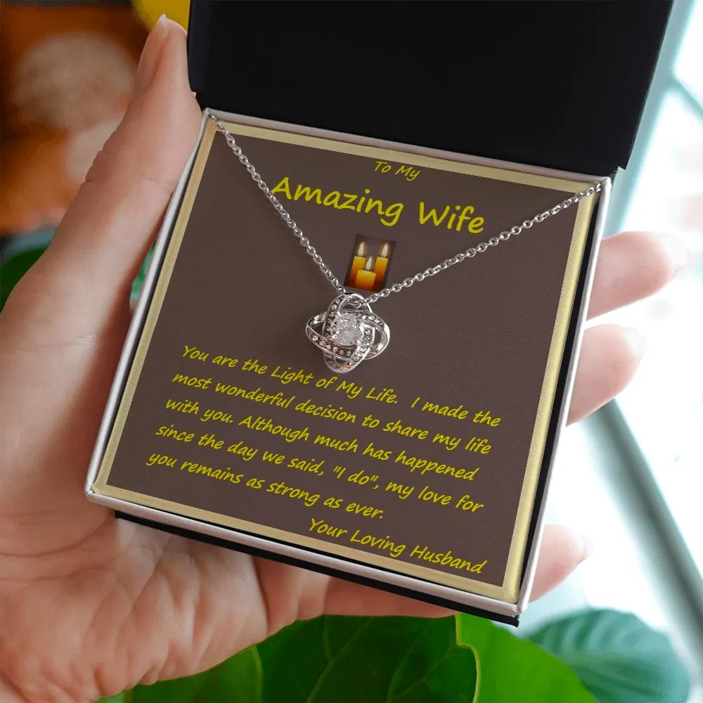 Love Knot Necklace, Custom Message Card