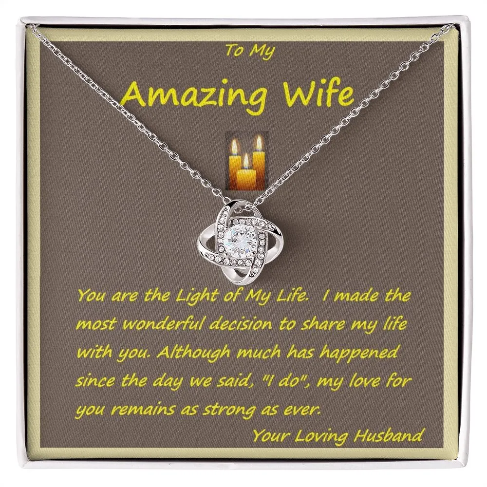 Love Knot Necklace, Custom Message Card