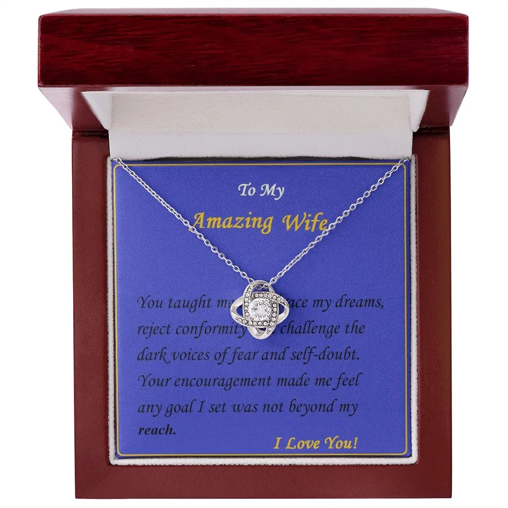 Love Knot Necklace, For Her, Custom Message Card