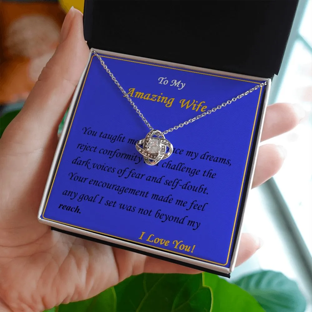 Love Knot Necklace, For Her, Custom Message Card