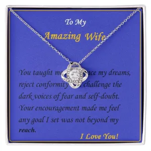 Love Knot Necklace, For Her, Custom Message Card