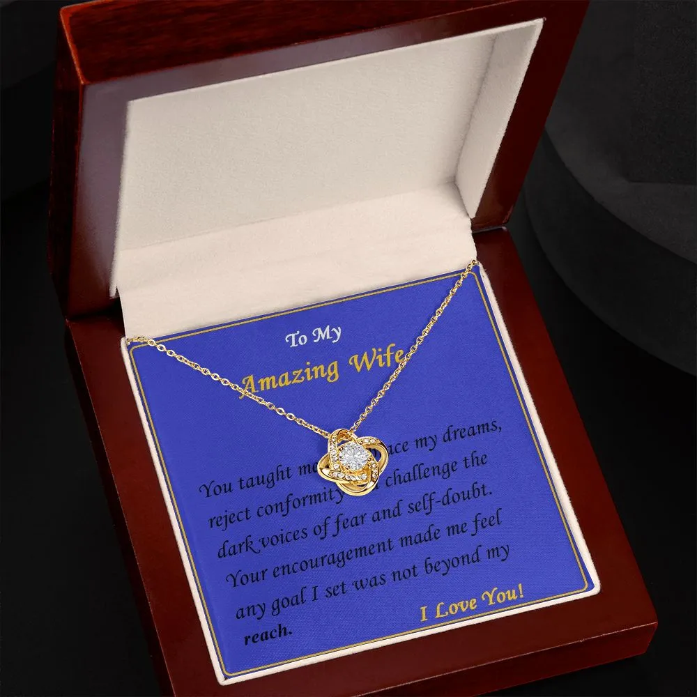 Love Knot Necklace, For Her, Custom Message Card