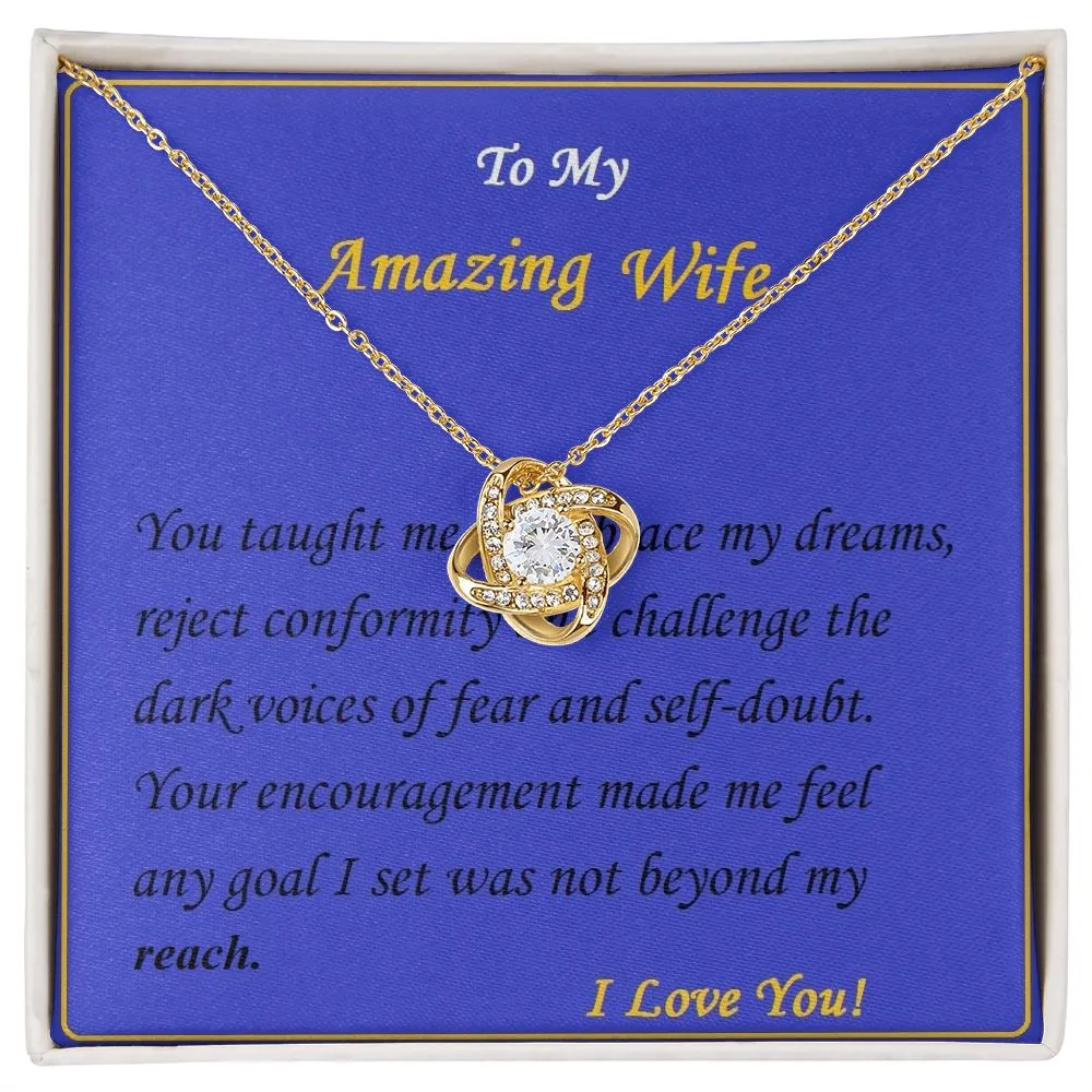 Love Knot Necklace, For Her, Custom Message Card