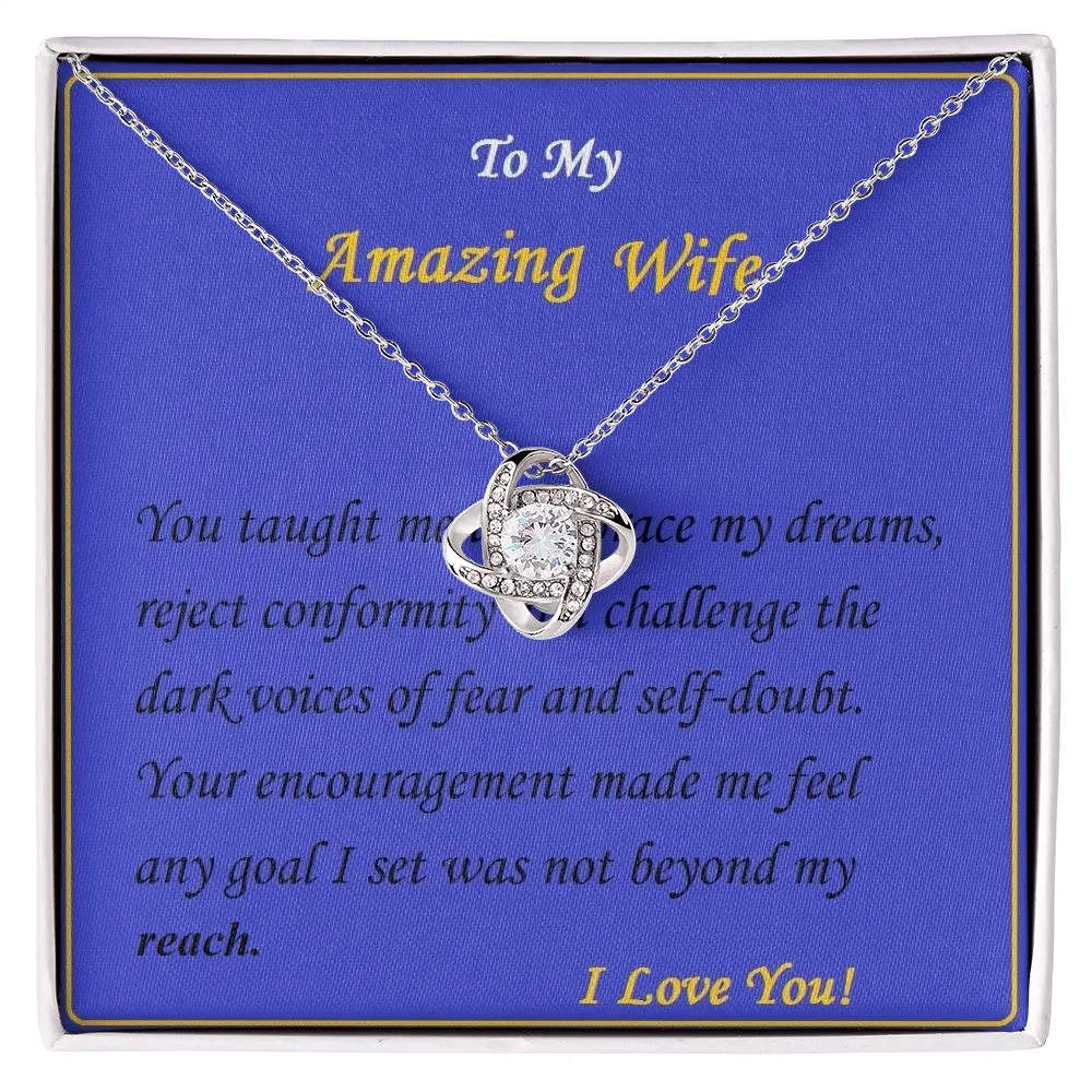 Love Knot Necklace, For Her, Custom Message Card