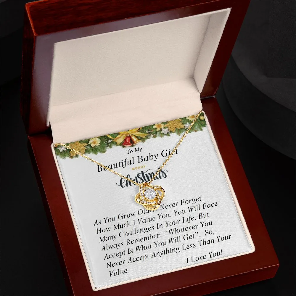 Love Knot Necklace, For Her, Custom Message Card