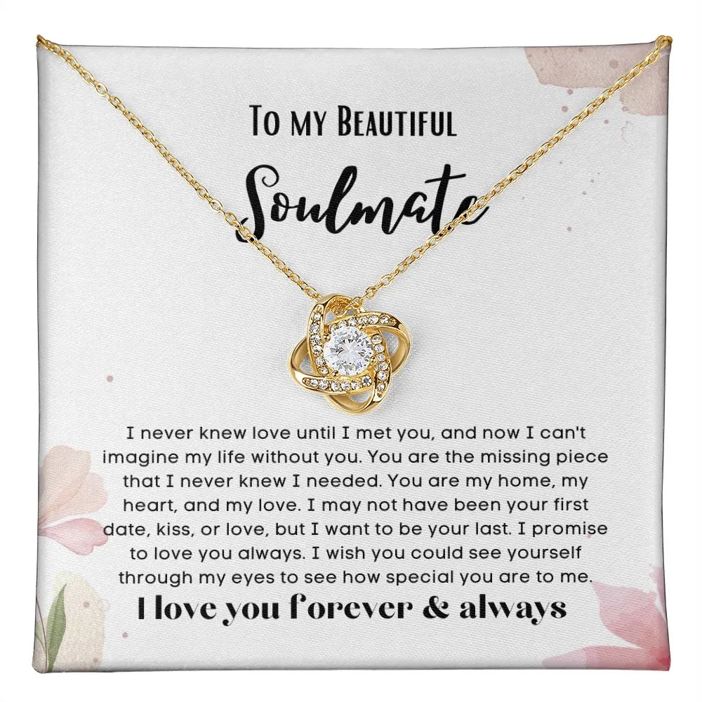 Love Knot To my soulmate necklace gift for anniversary or Valentine's ay