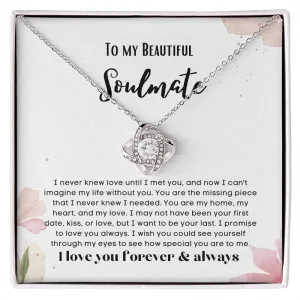 Love Knot To my soulmate necklace gift for anniversary or Valentine's ay