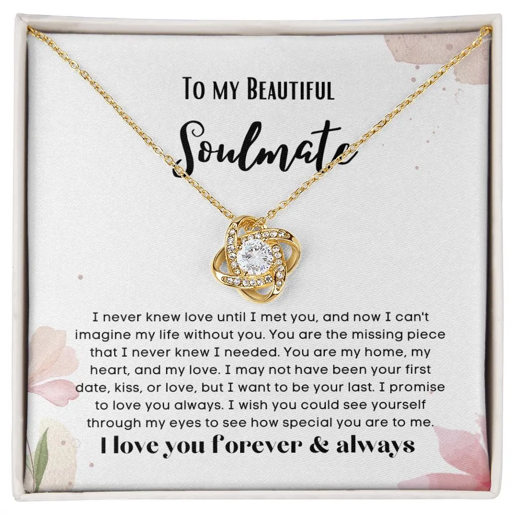 Love Knot To my soulmate necklace gift for anniversary or Valentine's ay