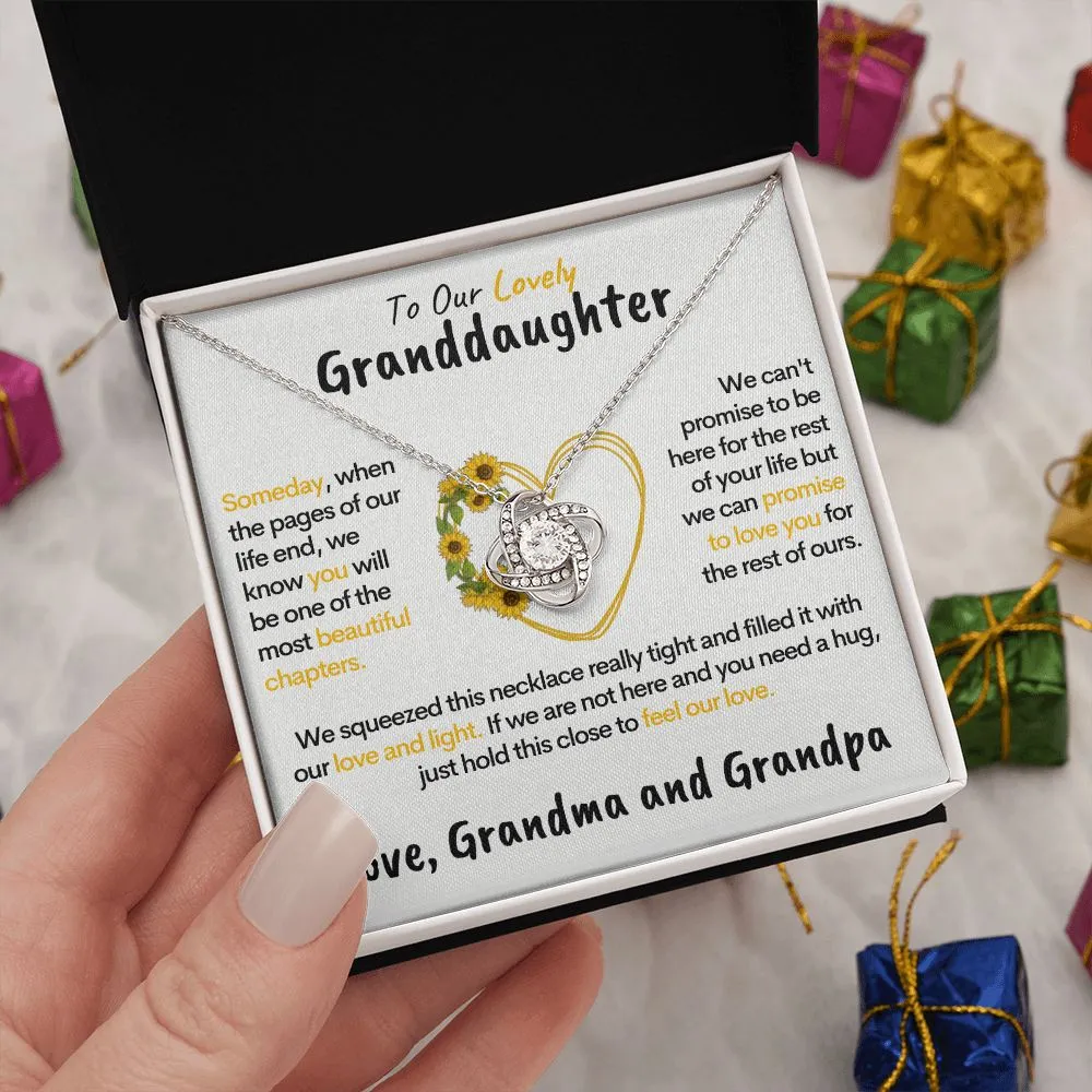 Lovely Granddaughter (Grandma & Grandpa)| 14k White Gold Family Knot Necklace