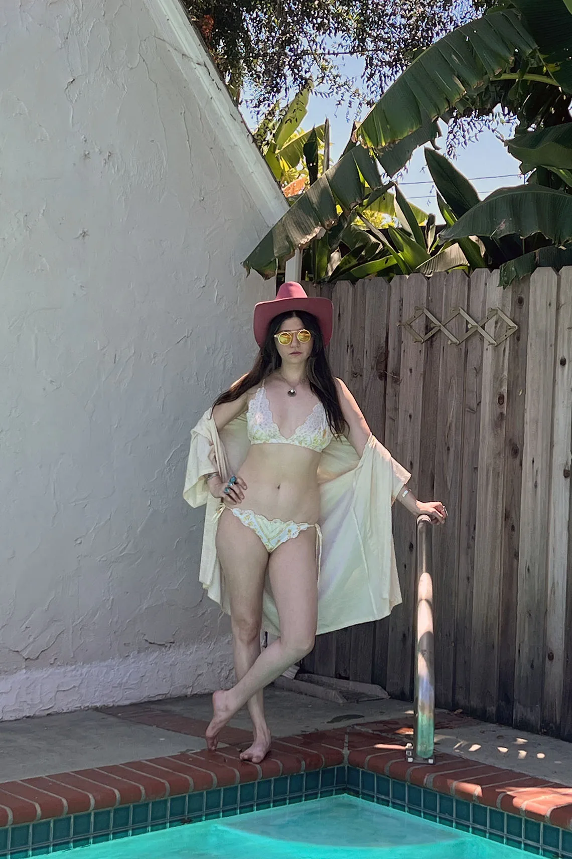 LOW STOCK Arcane Triangle Bikini Top in Upcycled Vintage Floral Cotton and Lace