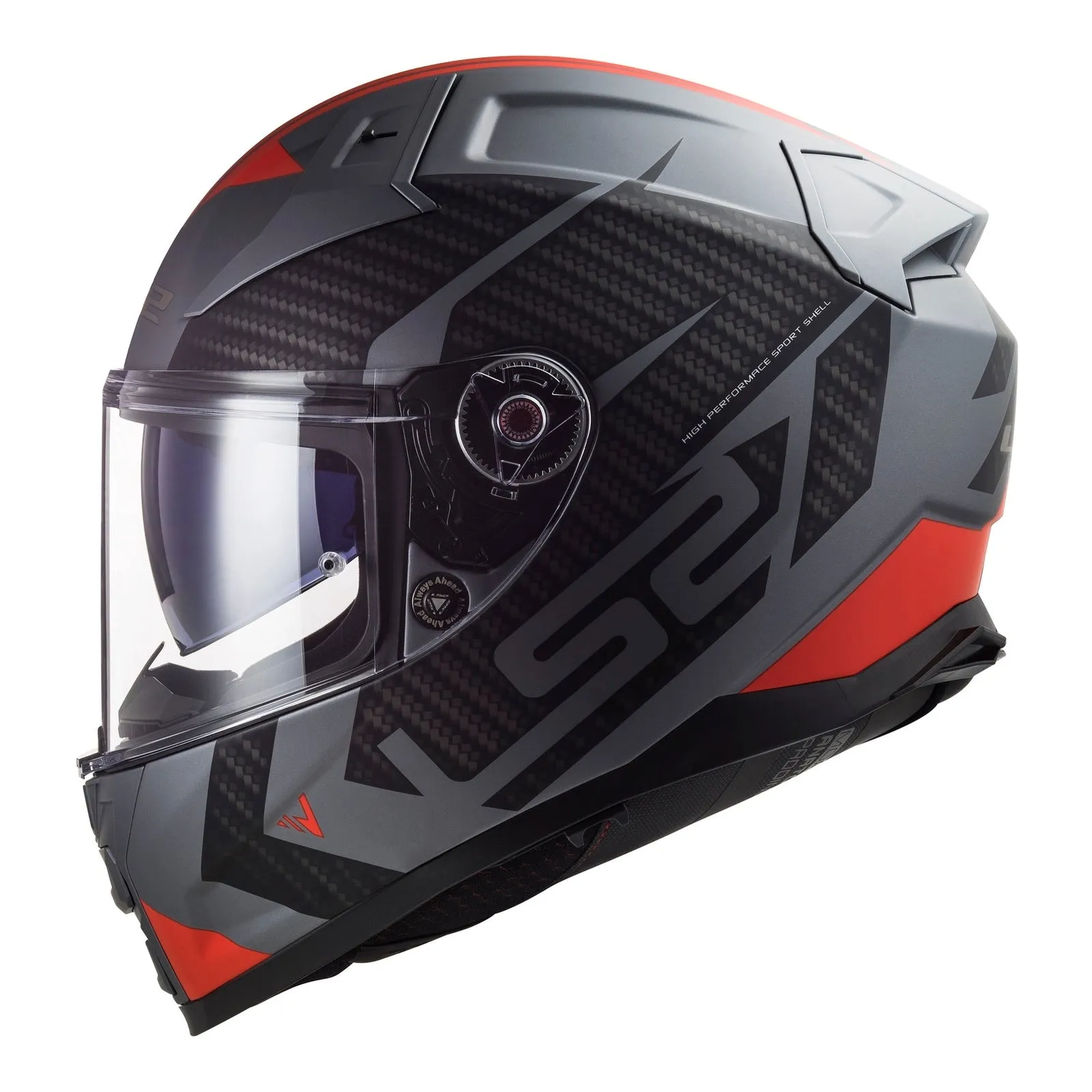 LS2 F881 Vector II Splitter Helmets - Matte Titanium / Red