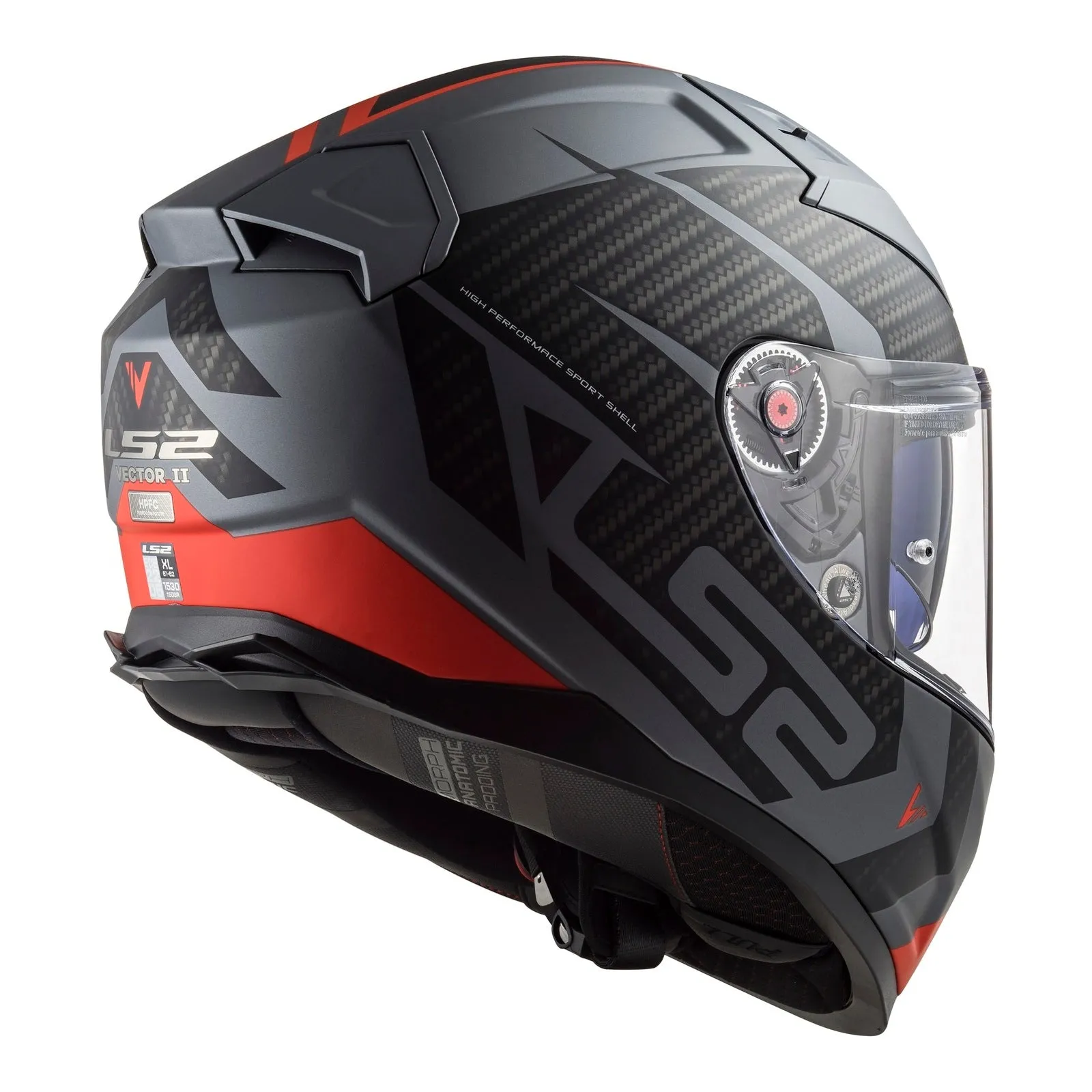 LS2 F881 Vector II Splitter Helmets - Matte Titanium / Red
