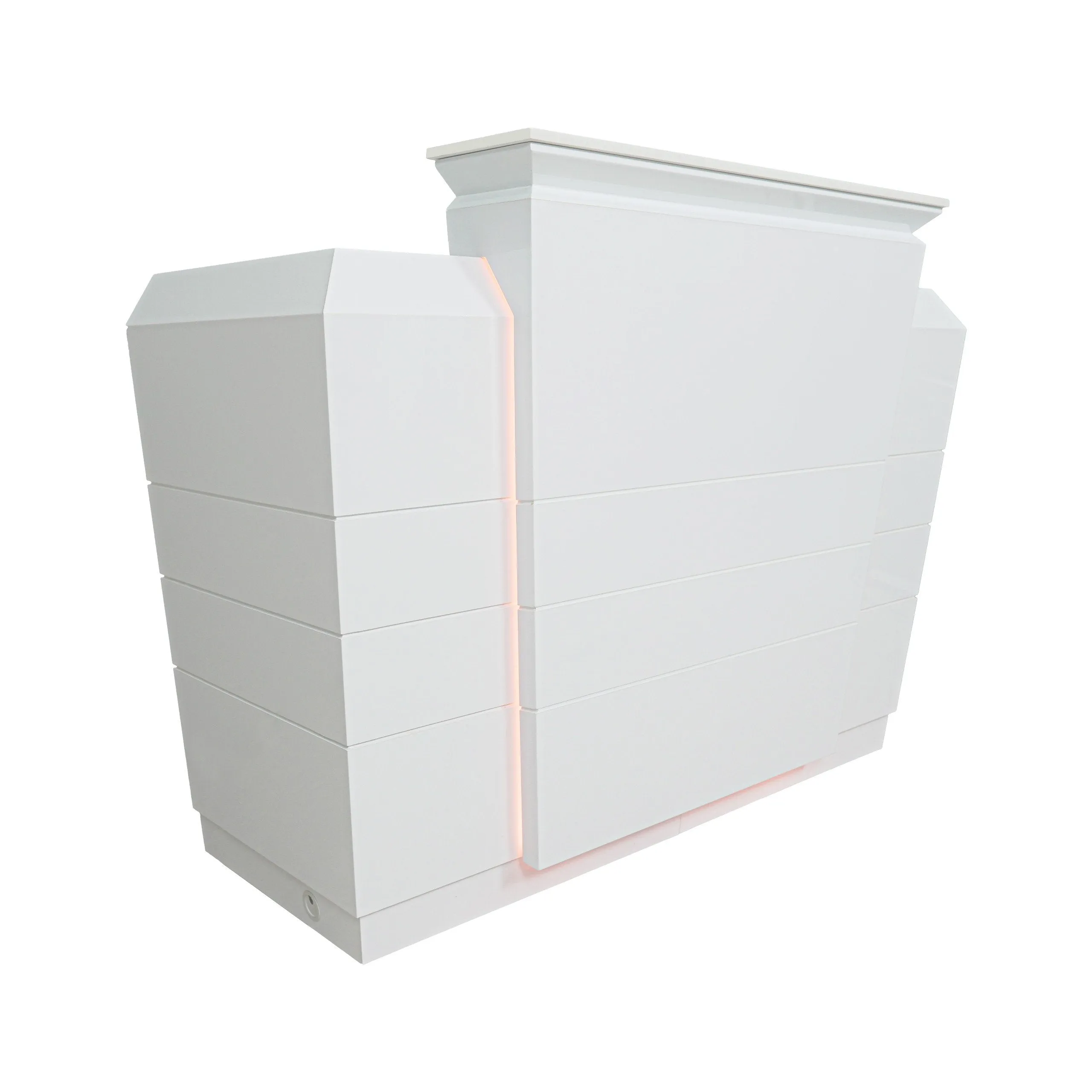 LUX Ruby R2 Reception Desk Marble Top Design with LED :: White