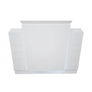 LUX Ruby R2 Reception Desk Marble Top Design with LED :: White