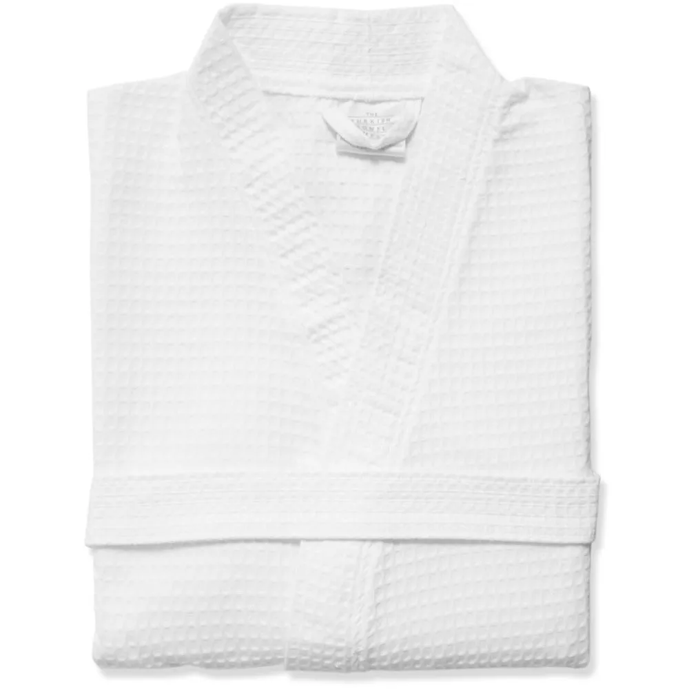Luxurious Waffle Kimono Robe / White / 52" Length by The Turkish Towel Company