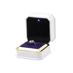 Luxury Cool Octagon Jewelry Box Light LED Engagement Wedding Jewelry Ring Box