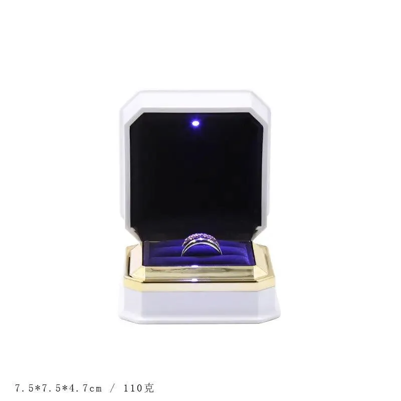 Luxury Cool Octagon Jewelry Box Light LED Engagement Wedding Jewelry Ring Box