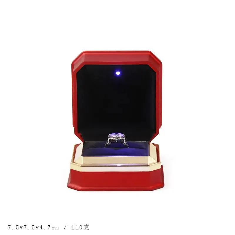 Luxury Cool Octagon Jewelry Box Light LED Engagement Wedding Jewelry Ring Box