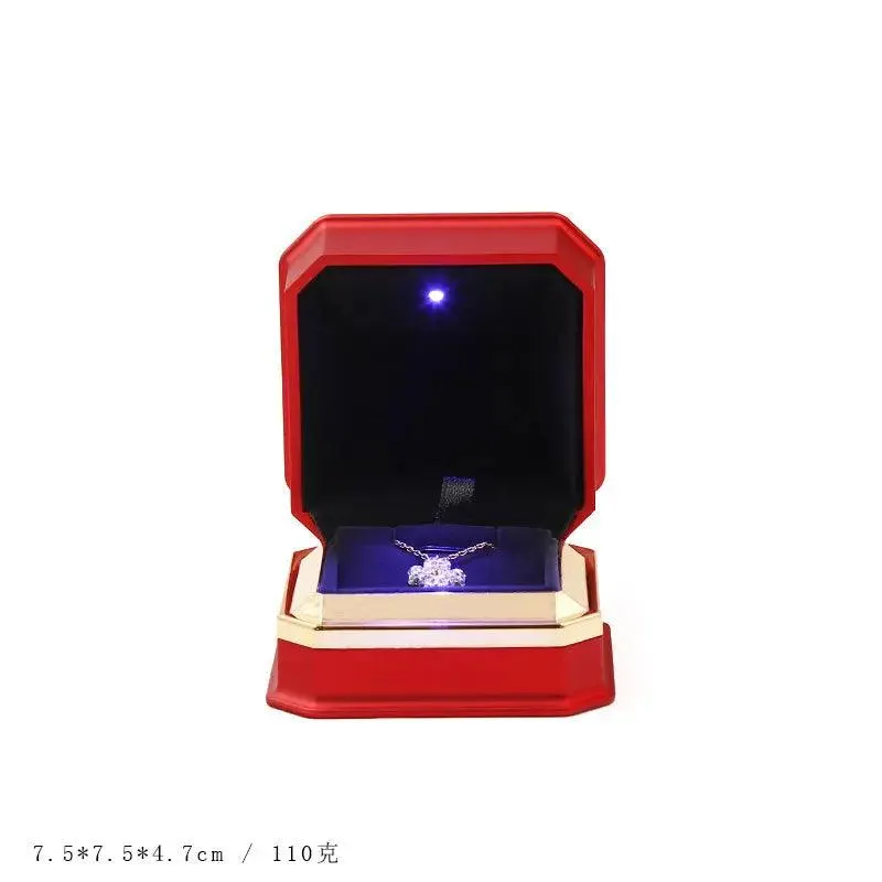 Luxury Cool Octagon Jewelry Box Light LED Engagement Wedding Jewelry Ring Box