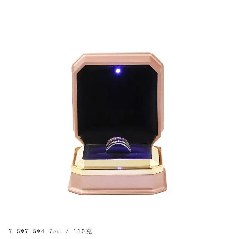 Luxury Cool Octagon Jewelry Box Light LED Engagement Wedding Jewelry Ring Box